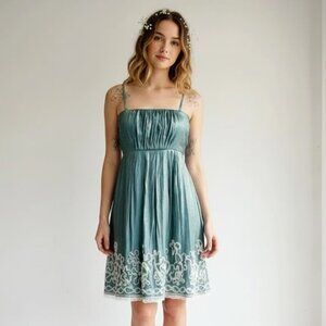 Uttam London Green & Gold Shimmery Fairycore Dress | Size S